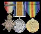 Three: Corporal W. A. Stoneham, 2nd Battalion, Essex Regiment

1914 Star, with clasp (8808 Cpl., 2/Essex R.);...