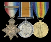 Three: Private W. H. Beckinsale, 1st Battalion, Royal Berkshire Regiment

1914 Star, with clasp (7686 L. Cpl.,...