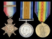 Three: Acting Corporal W. Trueman, 2nd Battalion, King’s Royal Rifle Corps

1914 Star, with clasp (7577 Pte.,...