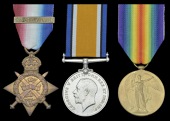 Three: Private W. J. Shields, 2nd Battalion, Royal Irish Rifles, a prisoner-of-war

1914 Star, with copy...