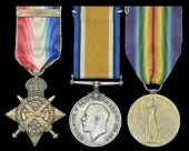 Three: Private J. Loughton, 1st Battalion, Rifle Brigade

1914 Star, with clasp (4718 Pte., 1/Rif. Brig.); British...