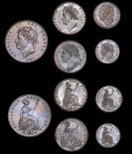 George IV (1820-1830), Halfpenny, 1826, rev. A; Farthings (2), 1821, 1827; Half-Farthing, 1828, rev. B;...