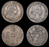 George I (1714-1727), Shillings (2), 1722, roses and plumes, 1723 ss c, both first bust (ESC 1174, 1176; S 3645,...