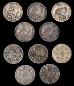 George III (1760-1820), Shillings (5), all 1787, without hearts (3, one no stop above head, one no stops at date),...