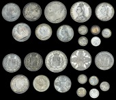 Victoria (1837-1901), Crown, 1845, edge viii, cinquefoil stops; Double Florin, 1887 Roman numeral; Halfcrowns (4),...