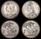 Victoria (1837-1901), Crowns (2), 1889, 1894 lviii (ESC 299, 307; S 3921, 3937) [2]. Extremely fine 	£200-250