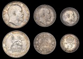 Edward VII (1901-1910), Shilling, 1906, Sixpence, 1910, Threepence, 1902 (ESC 1415, 1794, 2114; S 3982-4) [3]. First...