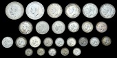 George V (1910-1936), Crown, 1935; Halfcrowns (3), 1918, 1923, 1935; Florins (3), 1918, 1921, 1936; Shillings (6),...