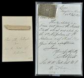Waterloo and Emperor Napoleon Memorabilia, comprising a very small section of gold thread embroidery with...