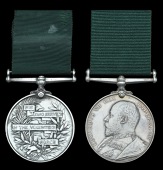Volunteer Force Long Service (2), E.VII.R. (553 Sjt. Bglr. J. Bentley, 2/V.B. York & Lanc. Regt.; 1023 Pte. E. W....