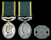 Efficiency Medal, G.VI.R., 1st issue, Territorial (4261880 Sgt. W. R. Cockburn, R.A.), in its named card box of...