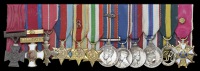 A mounted group of twelve miniature dress medals representative of those worn by Brigadier L. M. Campbell, V.C.,...