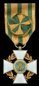 Luxembourg, Order of the Oak Crown, Officer’s breast badge, 40 x 40mm., silver-gilt and enamel, rosette on ribbon,...