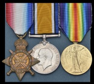 Three: Private H. Hagger, 16th, late 1st Battalion Nottinghamshire & Derbyshire Regiment, killed in action,...
