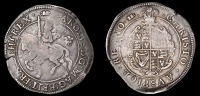 Charles I (1625-1649), Aberystwyth mint, Halfcrown, mm. book, Aberystwyth horseman, no groundline below, plume in...