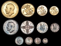 George V (1910-1936), Proof set, 1911, comprising Five and Two Pounds, Sovereign and Half-Sovereign, Halfcrown to...