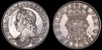 Oliver Cromwell, Crown, 1658/7 (Lessen E12; ESC 10; S 3226). Die flaw at early stage, a little wear on high spots,...