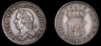 Oliver Cromwell, Sixpence, 1658, by J.S. Tanner [struck in 1738], in silver, no berries on wreath, no &c in legend,...