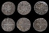 Edward I-II (1272-1327), Class 4b (3), robe rtde hade leie, dies Ll1, 1.46g/6h, dies Kk2, 1.40g/8h, dies Oo1,...