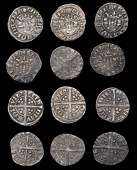 Edward I-II (1272-1327), Class 14b1, dies Bb1, 1.30g/10h; class 14b2, dies Aa1, 1.34g/9h; class 14c (4), dies Hh1,...