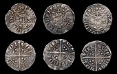Edward I-II (1272-1327), Class 15a1 (2), dies Aa3, 1.42g/1h, dies Bb1, 1,42g/5h; class 15a2, dies Cc2, 1.47g/10h,...