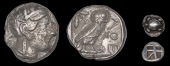 Greek Coinages, ATTICA, Athens, Tetradrachm, c. 454-404, helmeted head of Athena right, rev. owl standing right,...
