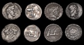 Roman Republican Coinage, L. Titurius L. f. Sabinus, Denarius, c. 89, bust of Tatius right, rev. Tarpeia warding off...