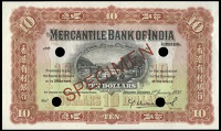 Mercantile Bank of India, Ten Dollars, 1 January 1930, stamped specimen, four small punch-holes (Ma M6; Pick 236b)....