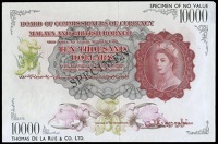Currency Board, Ten Thousand Dollars, colour trial, c. 1953, stamped specimen across centre, company stamp for...