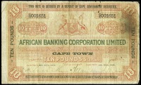 African Banking Corporation Ltd, Ten Pounds, 29 January 1904, Cape Town, C/10 001651 (Hern 122; Pick S324). Nicks...