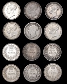 Victoria (1837-1901), 1870 die 5, 1871 (3), dies 13, 27, no die number, 1872 (2), dies 11, 31 (ESC 3221, 3223, 3226,...
