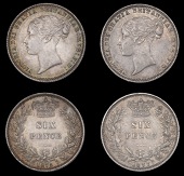 Victoria (1837-1901), 1875 die 13, 1877 no die no (ESC 3230, 3243; S 3910-11) [2]. Extremely fine or better 	£100-150
