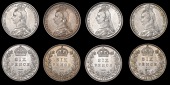 Victoria (1837-1901), 1888, 1889, 1891, 1892 (ESC 3277, 3279, 3282-3; S 3929) [4]. Second virtually mint state,...