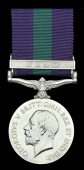 The G.S.M. awarded to Acting Corporal V. Mayers, 2nd Battalion Manchester Regiment, killed in action, battle of...