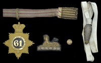 61st (South Gloucestershire) Regiment Officer’s 1855 - 61 Pattern Shako Plate, Large Bullion Sphinx/Egypt Forage...
