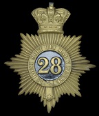 28th (North Gloucestershire) Regiment Other Ranks 1855-61 Pattern Shako Plate, a very rare example in die stamped...