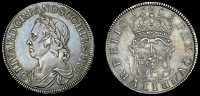Oliver Cromwell, Crown, 1658/7 (Lessen E12; ESC 240; S 3226). Die flaw at early stage, a little wear on high spots,...