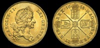 Charles II (1660-1685), Five Guineas, 1668, first bust, edge vicesimo (MCE 1; S 3328). Slight wear to high points...