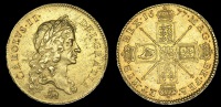 Charles II (1660-1685), Five Guineas, 1677, first bust, elephant and castle below, edge vicesimo nono (MCE 16; S...