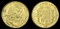 William and Mary (1688-1694), Five Guineas, 1694, elephant and castle, edge sexto (MCE 143; S 3423). Haymarking on...