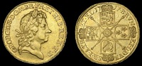 George I (1714-1727), Five Guineas, 1717, edge tertio, reversed d in decvs (MCE 239; S 3626). Minor wear to the high...