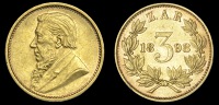 SOUTH AFRICA, Paul Kruger, Threepence, 1898, in gold, the so-called ‘Sammy Marks tickey’, edge plain (Hern ZP5;...