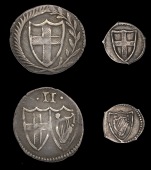 Commonwealth (1649-1660), Halfgroat, 0.96g/10h, Halfpenny, 0.30g/3h (N 2728, 2730; S 3221, 3223) [2]. First good...
