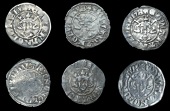 Edward II (1307-1327), Bp Kellawe, class 11a2, mm. cross moline on obv. only, 1.53g/5h; class 11a3, mm. plain cross,...