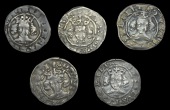 Edward III (1327-1377), Bp Hatfield, Pre-Treaty series G (5), all with mm. cross 3 on obv. only, sub-series Ga (2),...