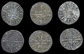 Edward I-II (1272-1327), Class 4b (3), dies Ll1, 1.37g/5h, dies Nn2, 1.41g/6h, dies Pp1, 1.26g/5h, all read robe...