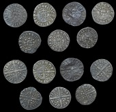 Edward I-II (1272-1327), Class 9a2 (3), dies Aa1, 1.19g/8h, dies Bb1, 1.36g/9h, dies Bb2, 1.30g/5h, all read vila...
