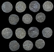 Edward I-II (1272-1327), Class 9a2 (3), dies Aa1, 1.19g/8h, dies Bb1, 1.36g/9h, dies Bb2, 1.30g/5h, all read vila...