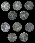 Edward I-II (1272-1327), Class 10ab3b, dies Bb2, 1.36g/12h; class 10ab5 (4), dies Aa1, 1.37g/6h, dies Aa2, 1.53g/7h,...