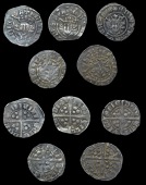 Edward I-II (1272-1327), Class 10cf5a1, dies Aa1, v over c in villa, 1.33g/3h; class 10cf5a2, dies Cc1, 1.50g/3h;...